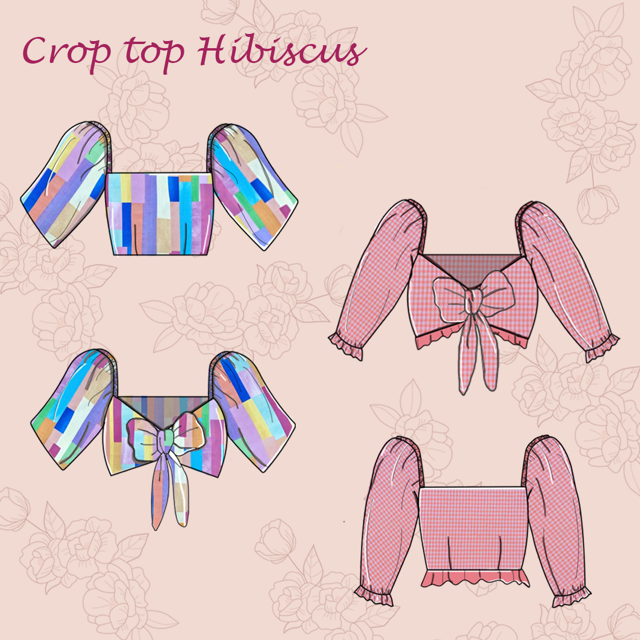 Dessin technique, Top Hibiscus, Le Camélia rose